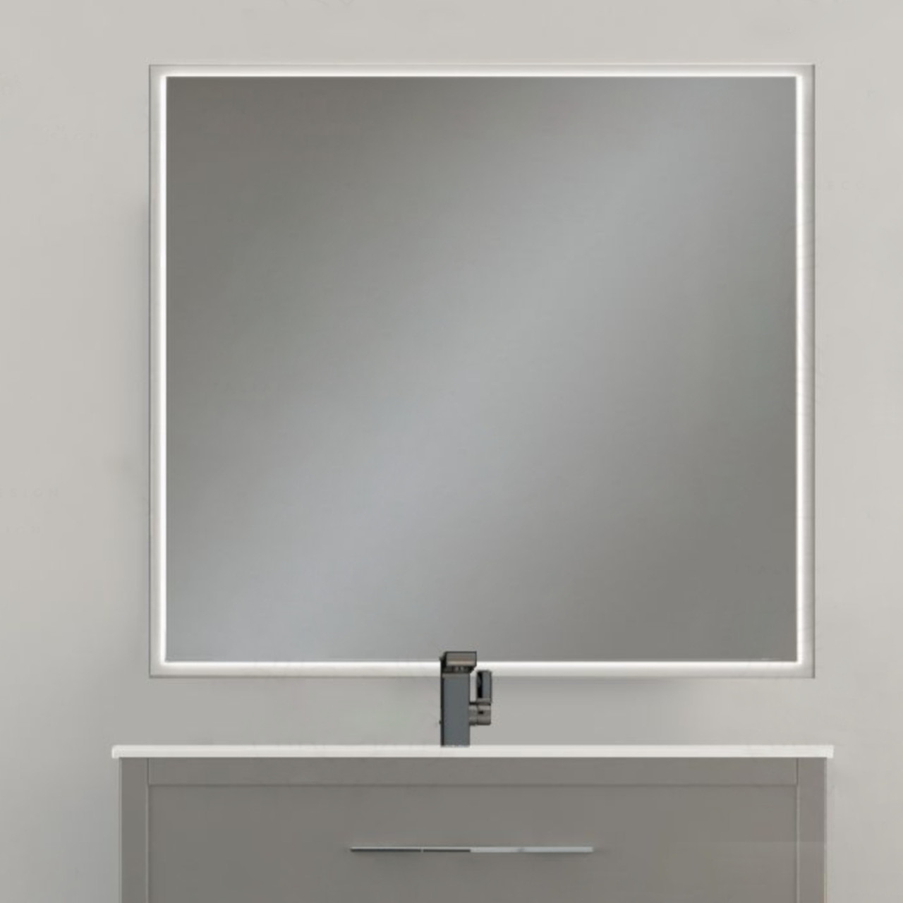 Specchio bagno led da 98 cm grigio nuvola con sistema antiappannamento