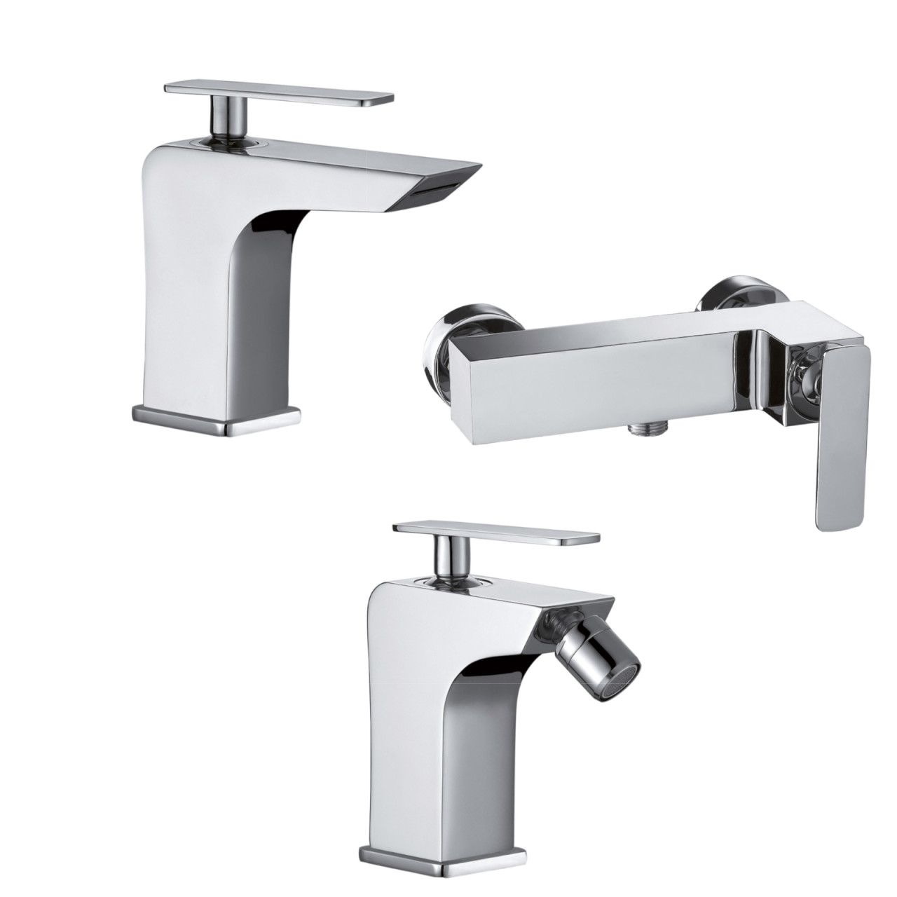 Quaranta - Toce - Set miscelatori bagno lavabo bidet doccia - Ottone cromato