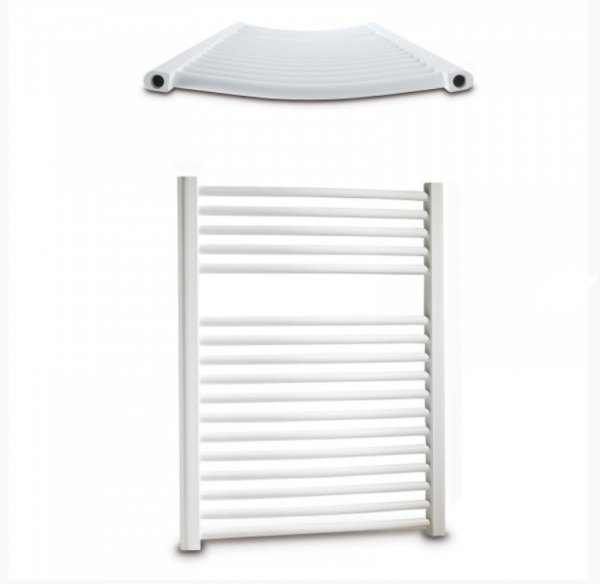 Scaldasalviette bianco curvo in acciaio 72x45 cm