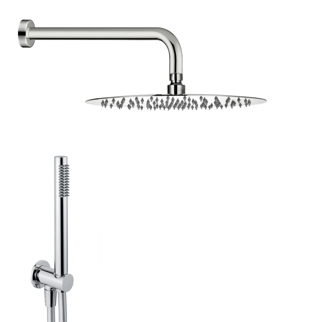 Kit doccia tondo con soffione slim da 20 cm cromato