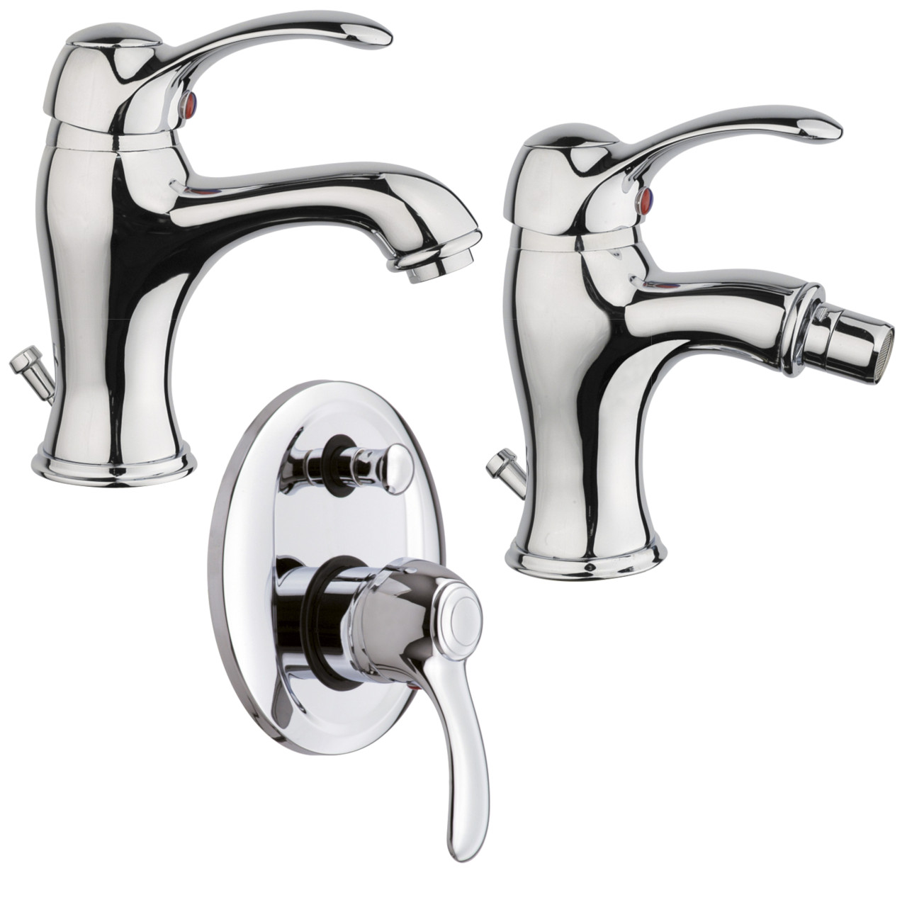 Rubinetteria Quaranta - Jolly - Set miscelatori bagno classico - Cromo - Ottone