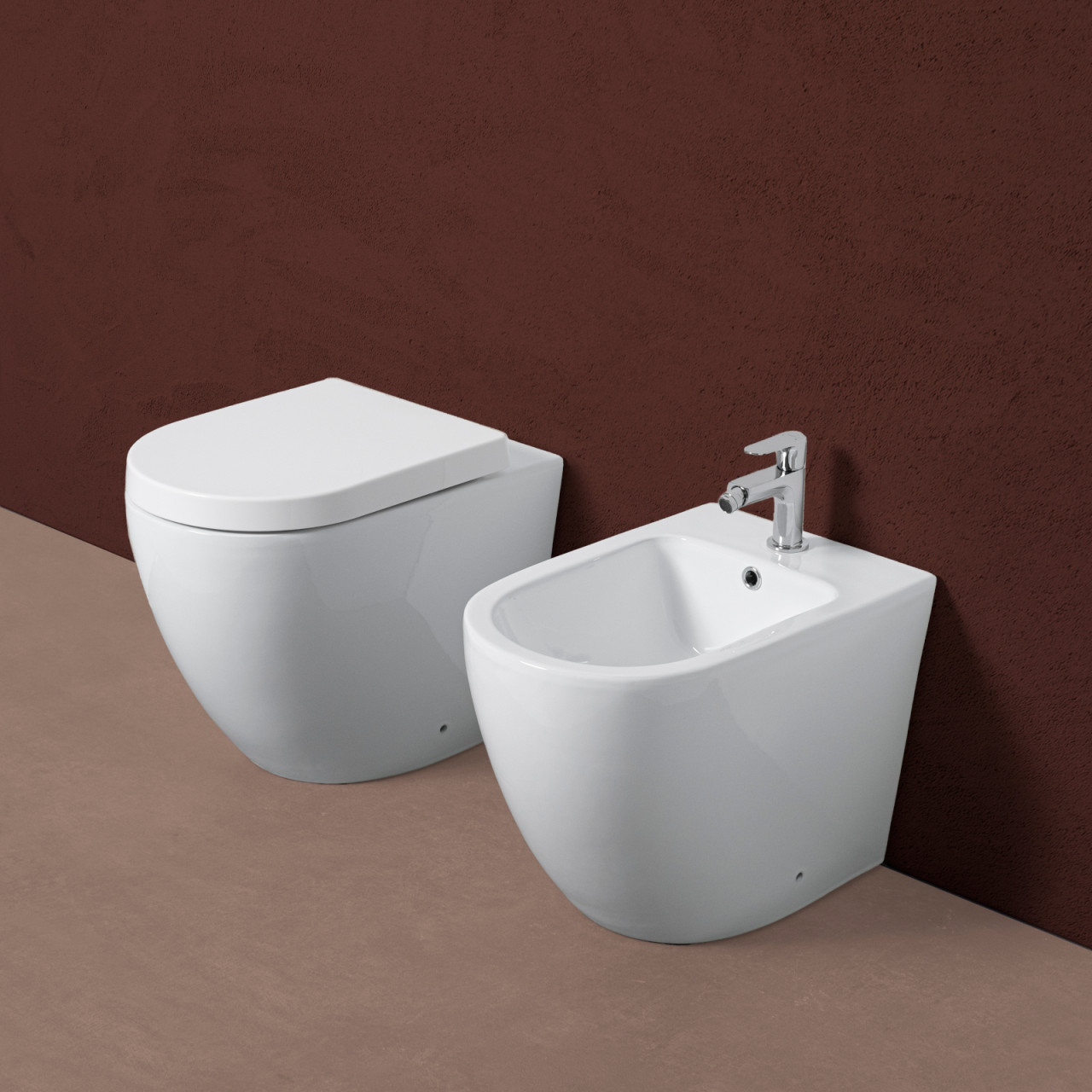 Euroceramica - Croma - Sanitari filomuro scarico traslato senza brida
