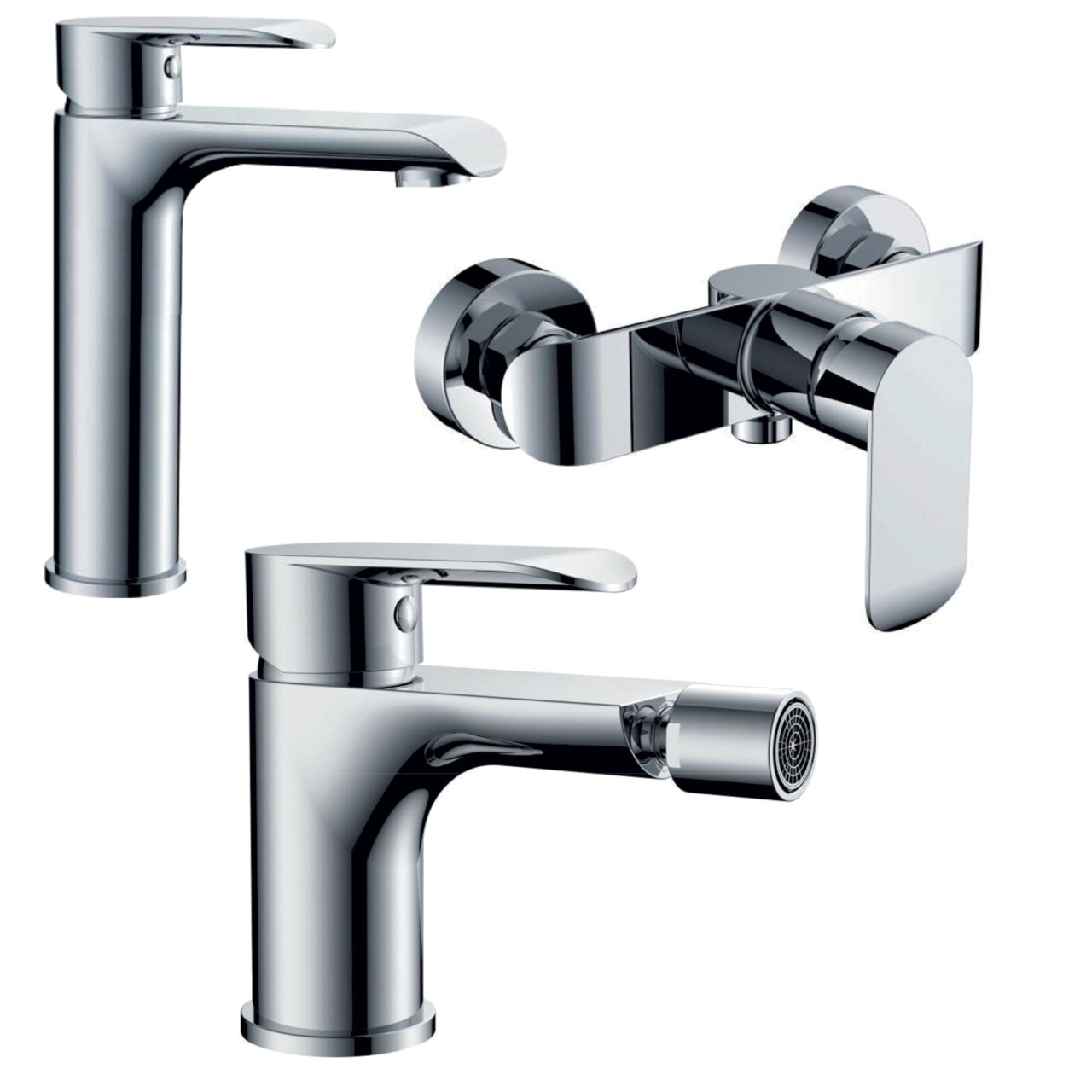 Quaranta - Desert - Set miscelatori bagno lavabo bidet doccia - Cromo - Ottone