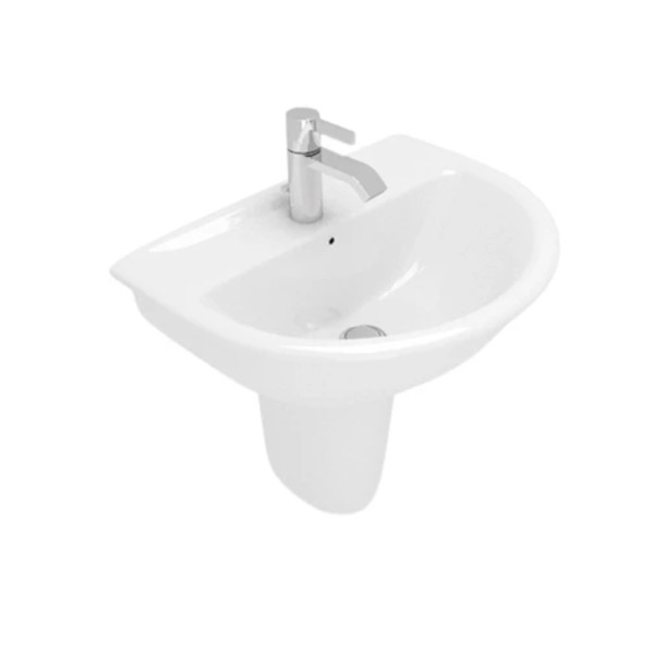 Lavabo sospeso rak karla da 65 cm con semicolonna in ceramica bianco Lavabo sospeso rak karla da 65 cm con semicolonna in ceramica bianco