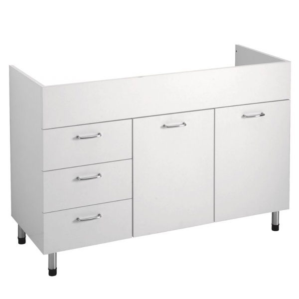 Mobile sottolavello colavene per lavello in ceramica da 120 cm con cassettiera a sx
