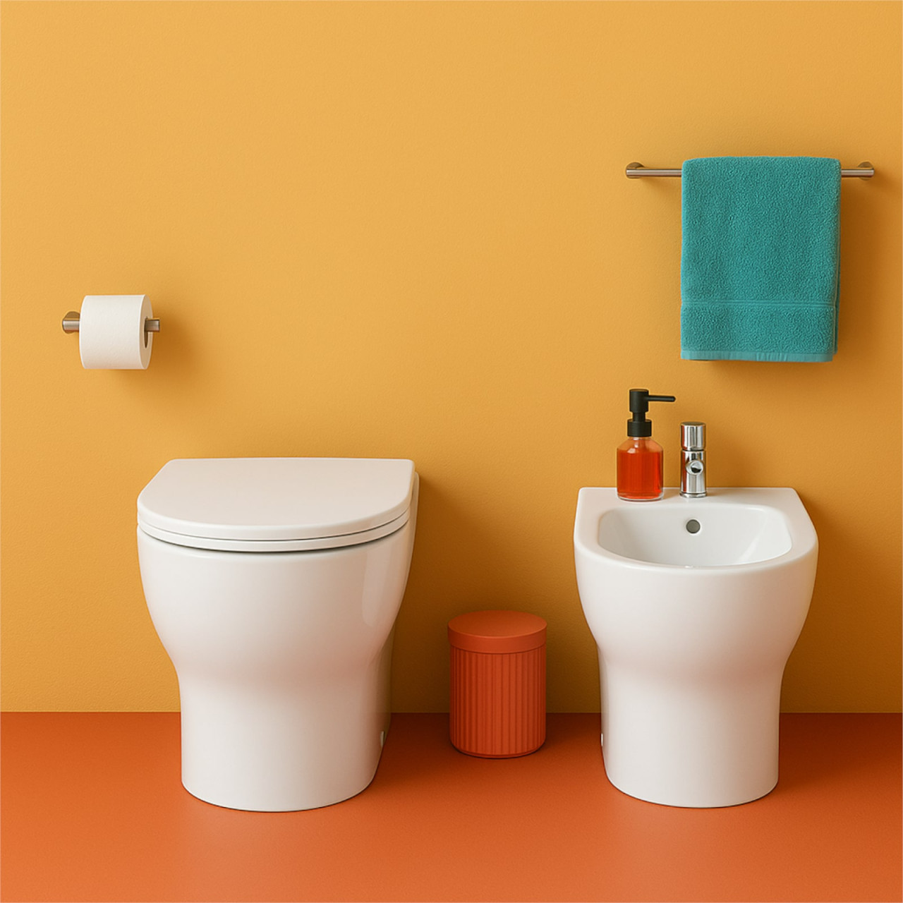 Sanitari bagno filo muro scarico traslato Azzurra Ceramica | Pratica