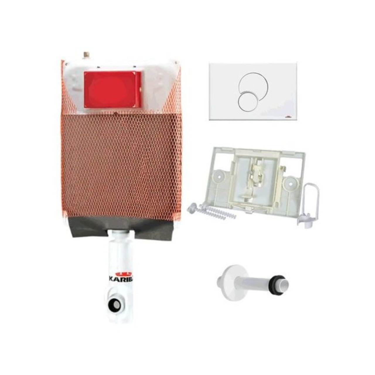 Cassetta incasso wc Kariba Monolith 9.0 con placca Fidia bianca e canotto