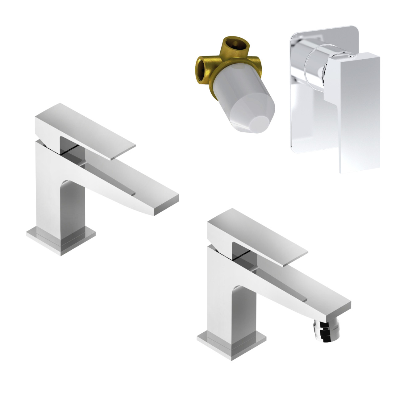 Eurorama - Tovo - Set Rubinetti Bagno Cromo con Corpo Incasso