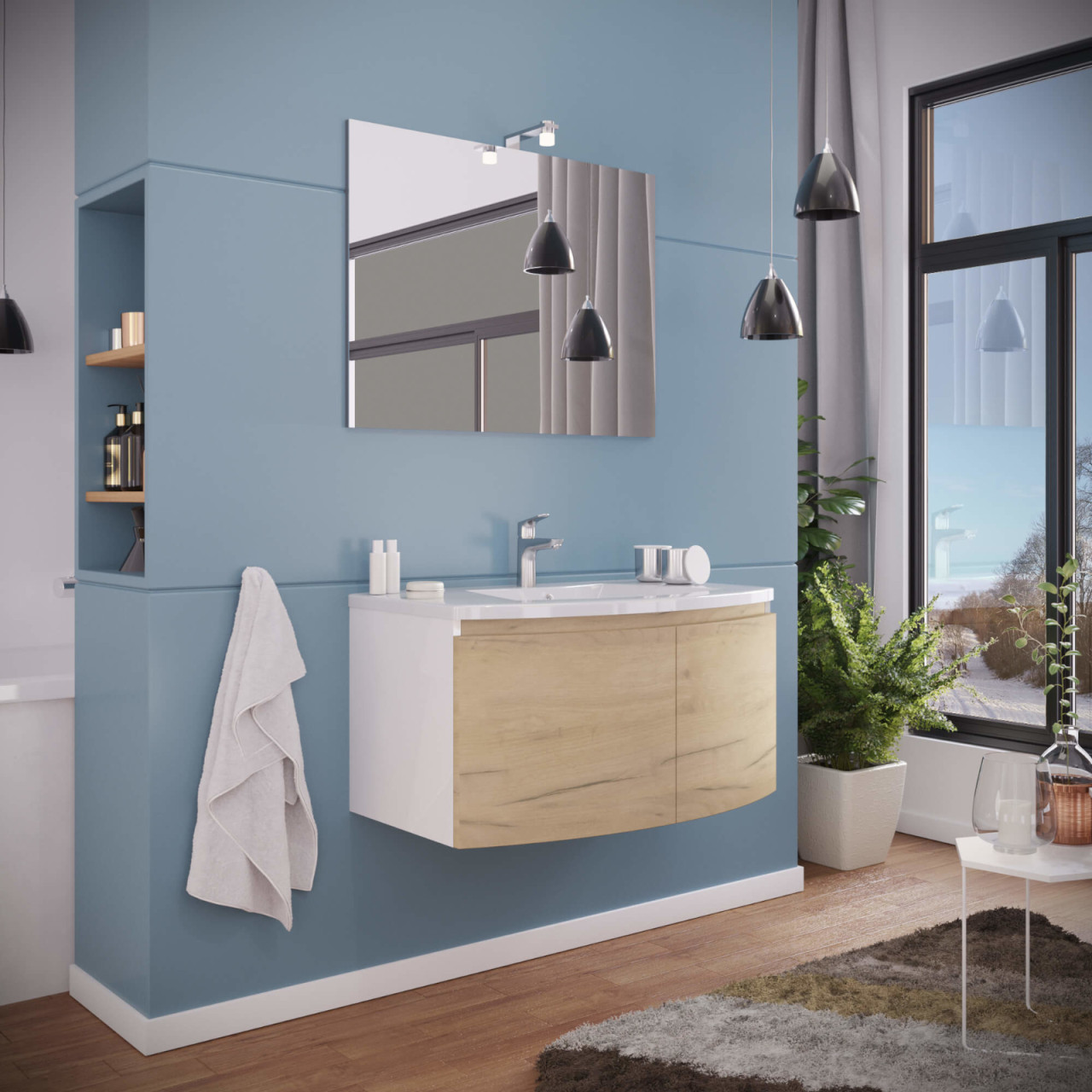 Bagno Italia Mobile bagno sospeso da cm 80 colore Rovere Nordik