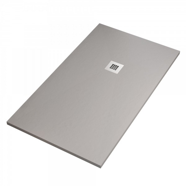 Piatto doccia ultraflat cemento 80x100 h.2,8 in mineral idealstar con griglia inox