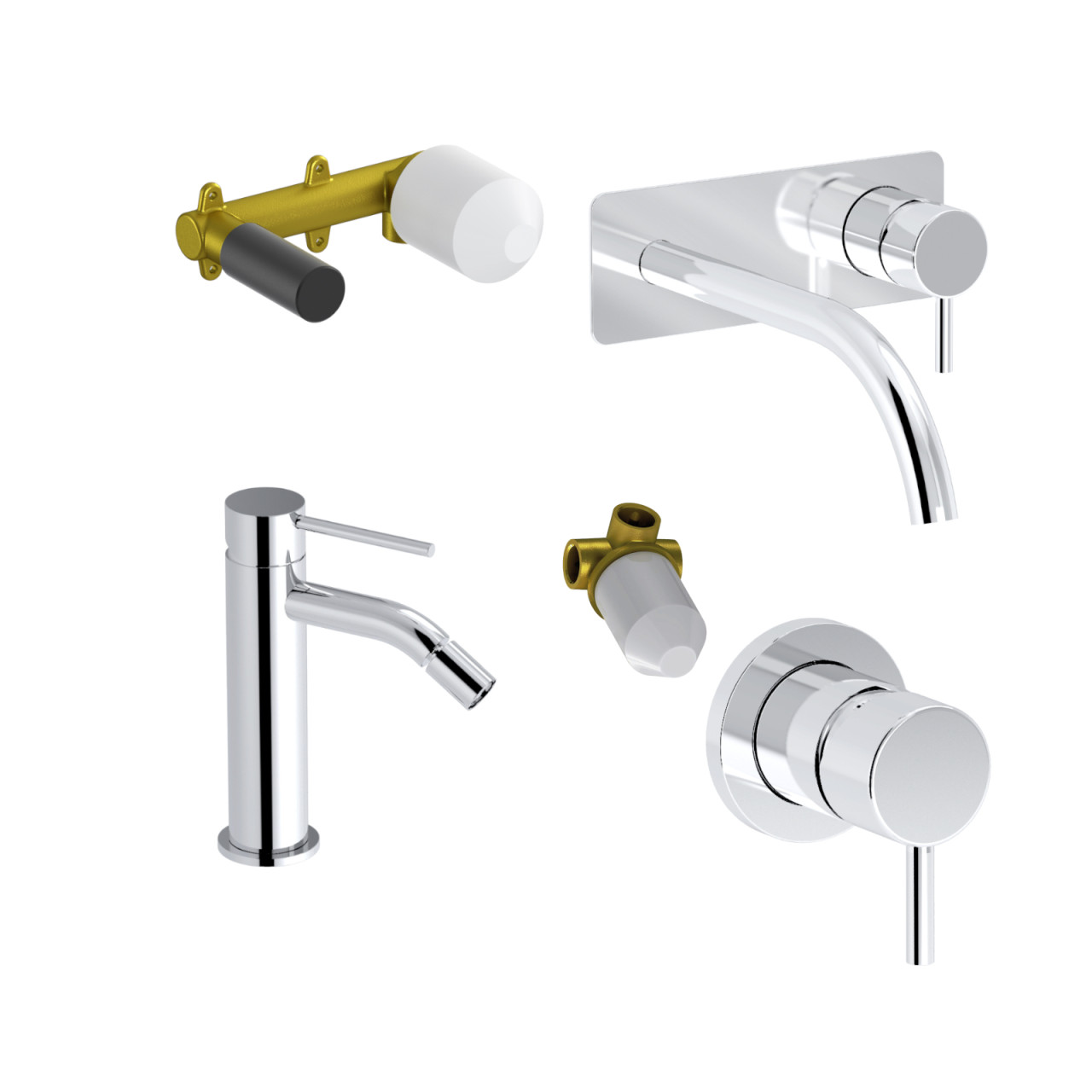 Eurorama - Tocco - Set Miscelatori Bagno Cromo Ottone Elegante