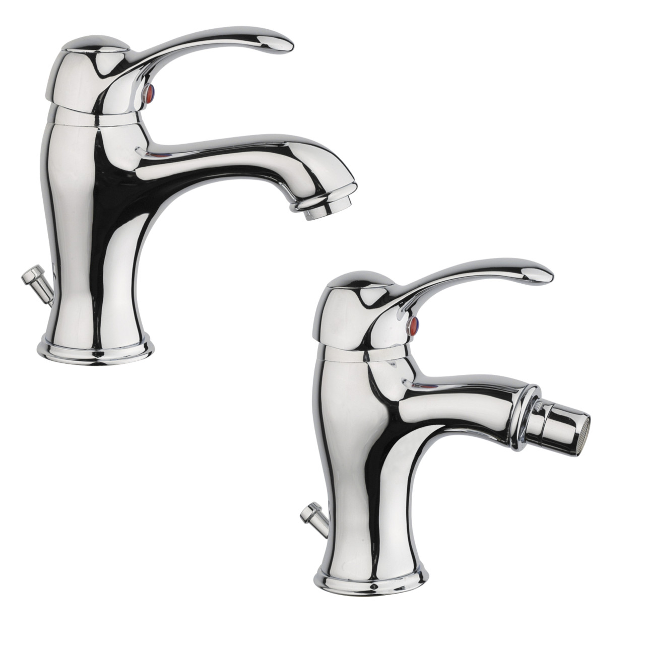 Rubinetteria Quaranta - Jolly - Set miscelatori bagno classico lavabo e bidet - Cromo - Ottone