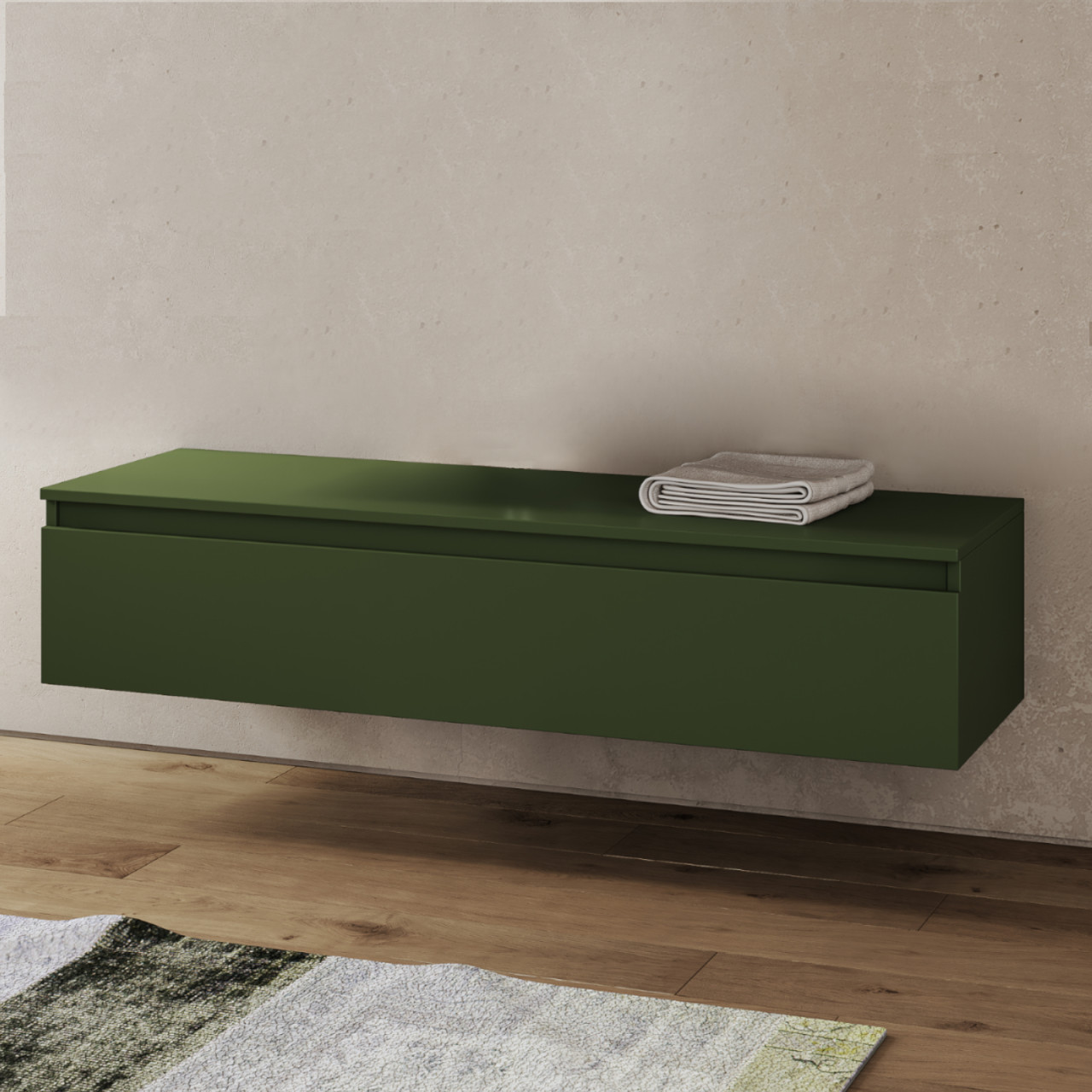 Cassettone sospeso da 100 cm verde opaco