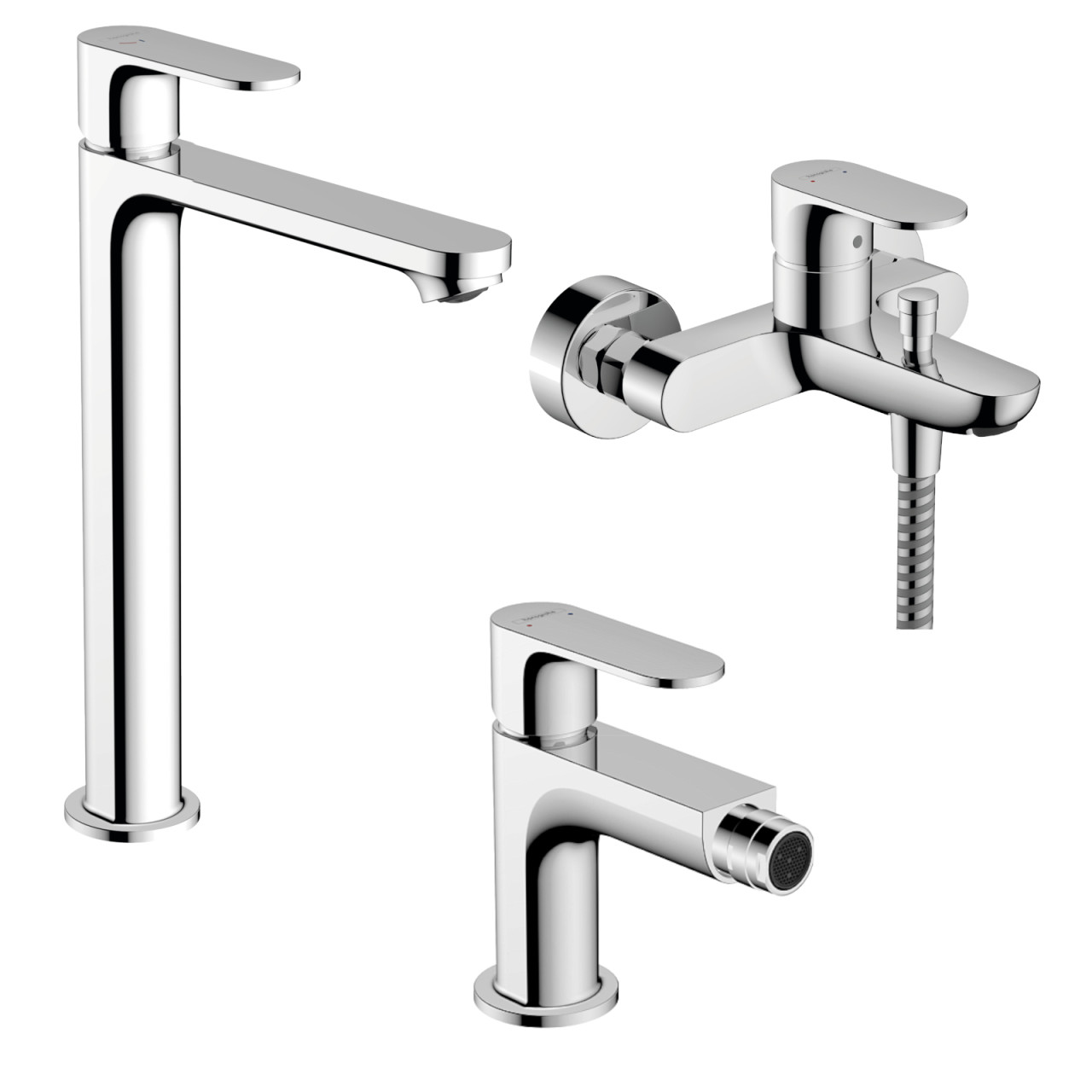 Set miscelatori hansgrohe rebris s lavabo alto bidet e esterno vasca con doccetta cromo