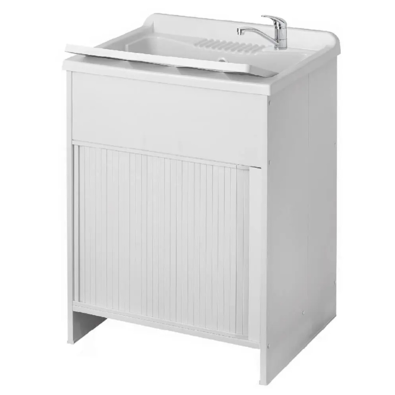 Mobile lavatoio 60x50 in resina bianco per esterno con serranda