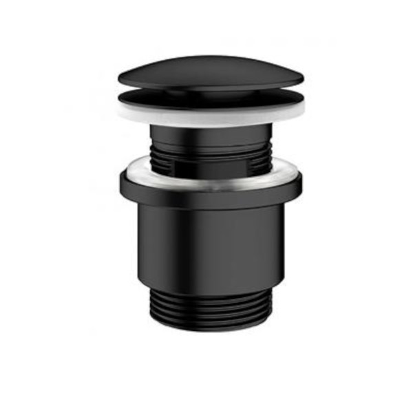 Piletta di scarico click clack nero opaco senza troppo pieno in ottone Piletta di scarico click clack nero opaco senza troppo pieno in ottone