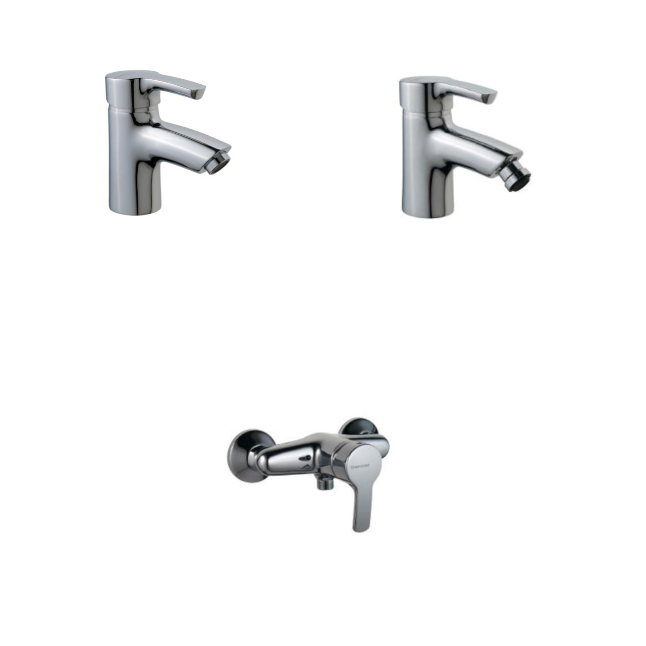 Set miscelatori bagno treemme logic lavabo bidet ed esterno doccia ottone cromo