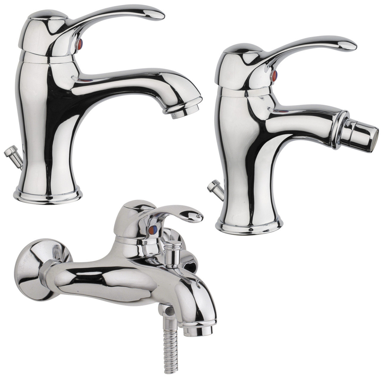 Rubinetteria Quaranta - Jolly - Set Miscelatori Bagno Classico - Cromo Lucido - Ottone