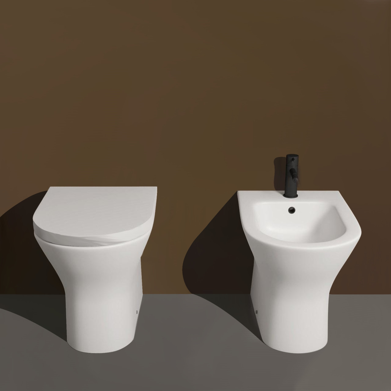 Sanitari filomuro opera sanitari laguna senza brida in ceramica bianco opaco con copriwc avvolgente