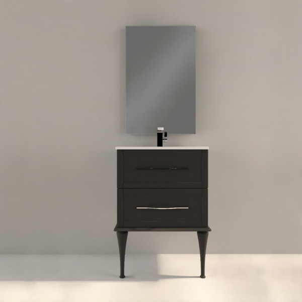 Mobile bagno classico cleo 60 cm doppio cassetto nero grafite opaco con specchio Mobile bagno classico cleo 60 cm doppio cassetto nero grafite opaco con specchio
