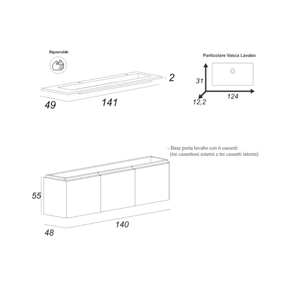 Anteprima: Mobile bagno sospeso cindy 140 cm nero grafite con quattro cassetti e specchio Anteprima: Mobile bagno sospeso cindy 140 cm nero grafite con quattro cassetti e specchio