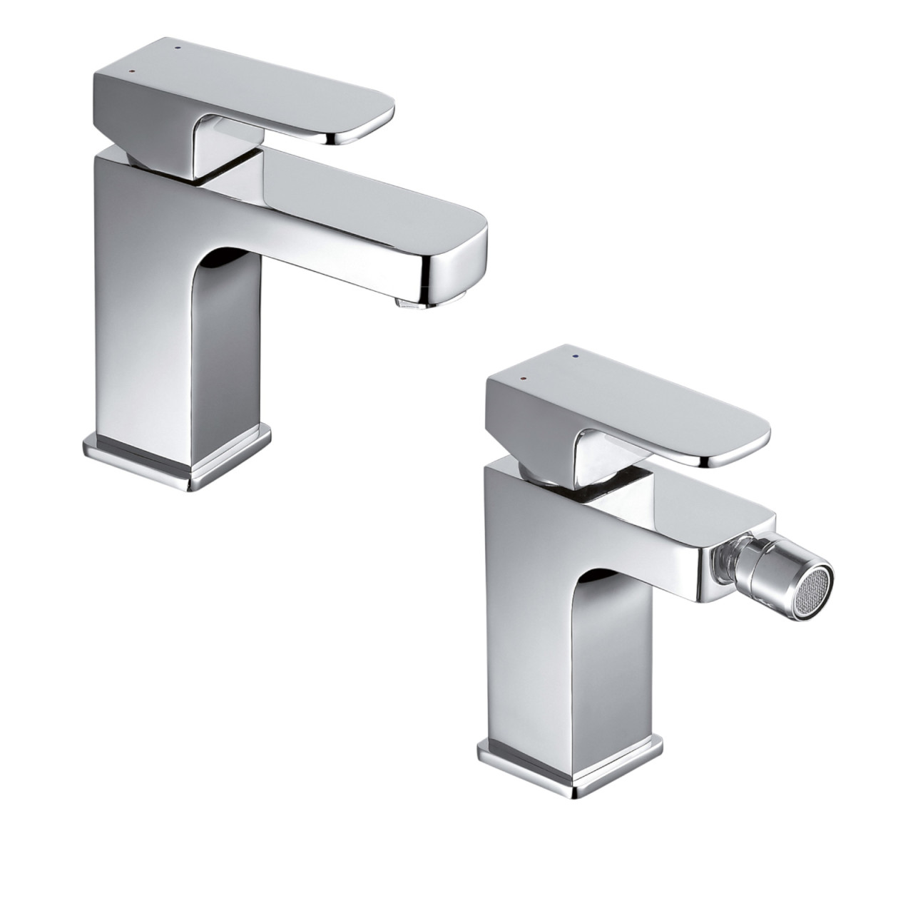 Quaranta - Maite - Set miscelatori bagno lavabo e bidet senza scarico - Ottone cromato