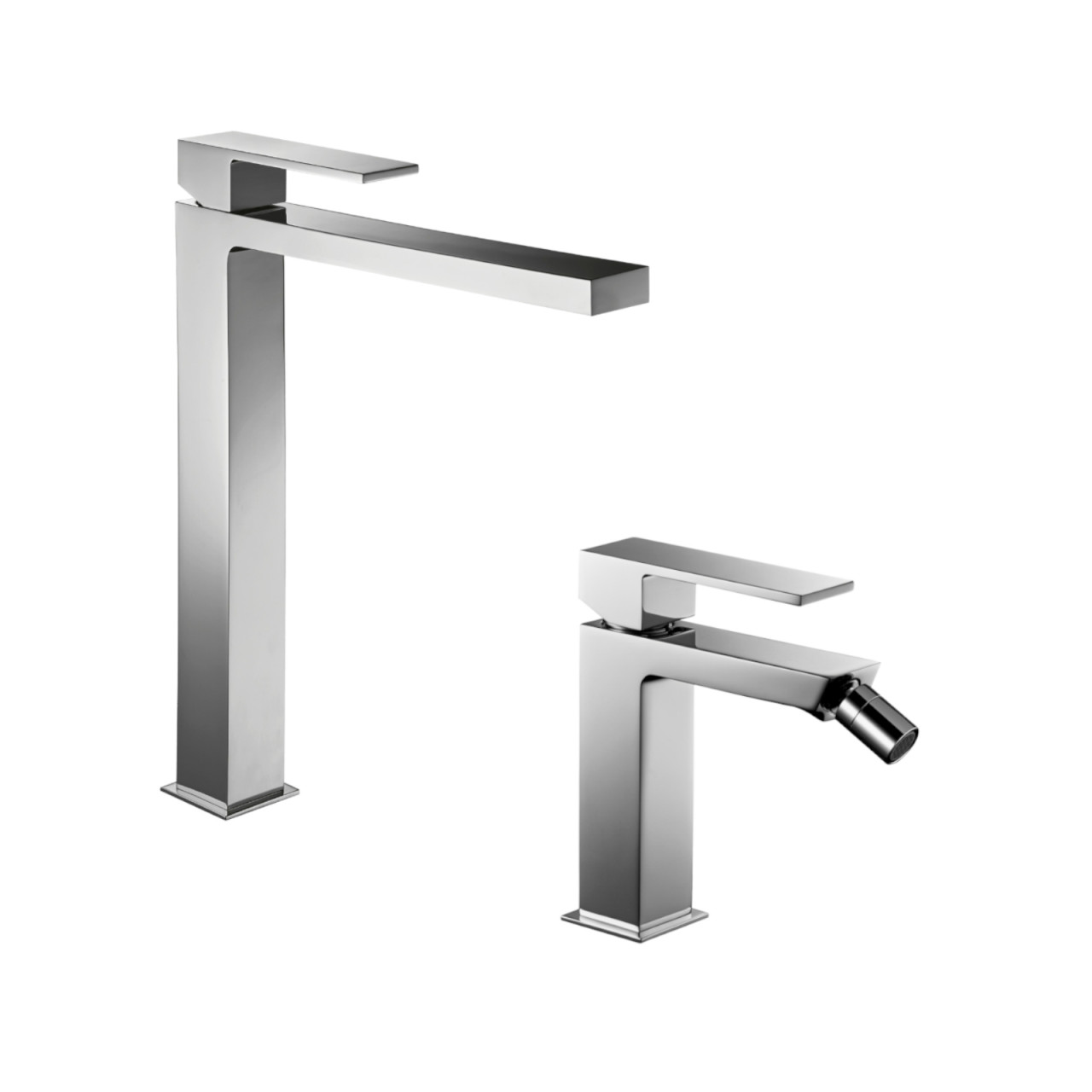 Set miscelatori palazzani qadra lavabo alto e bidet con scarico tradizionale