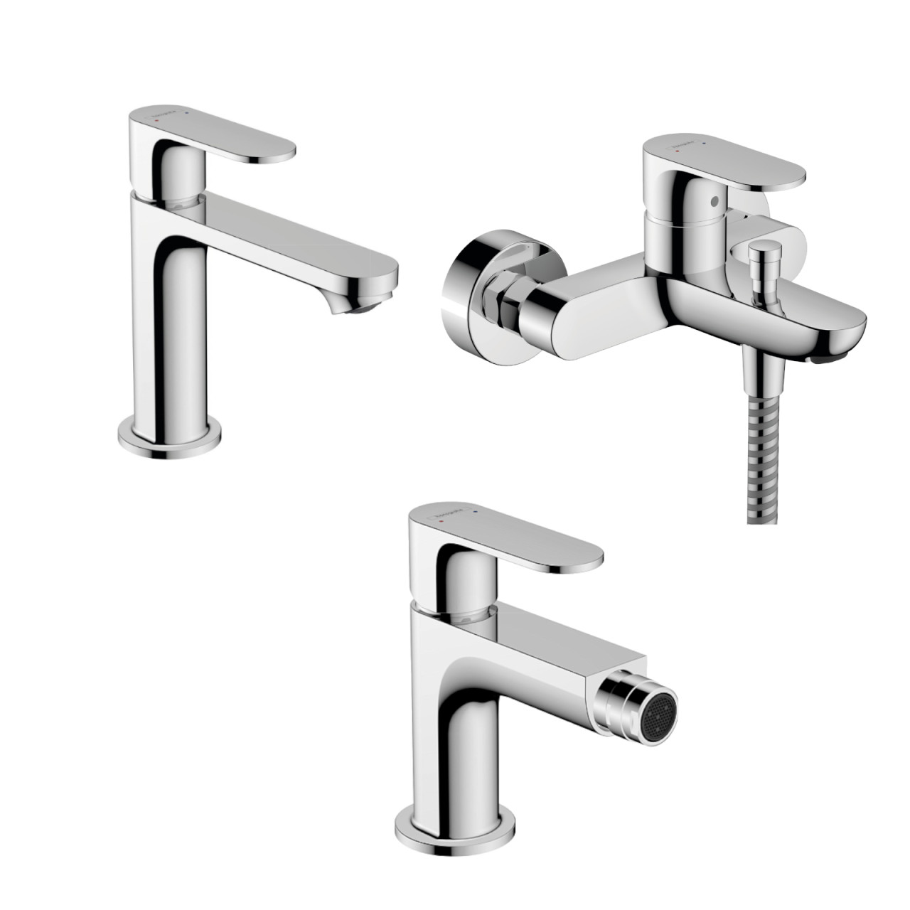 Set miscelatori hansgrohe rebris s lavabo bidet ed esterno vasca scarico tradizionale