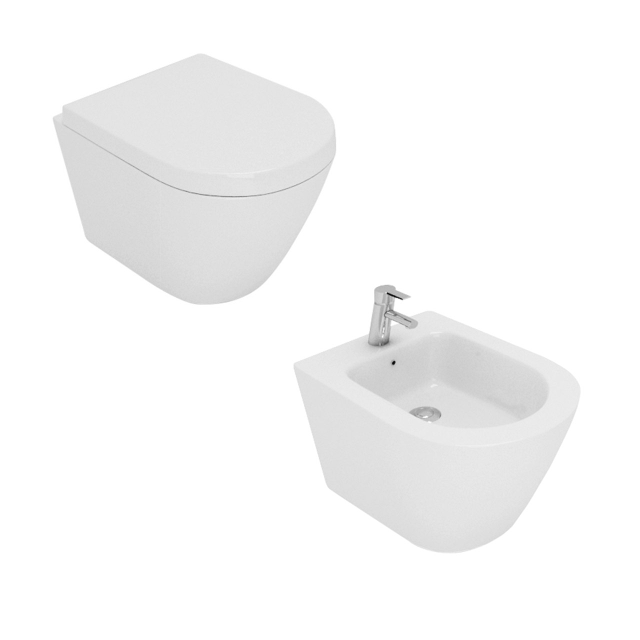 Sanitari sospesi opera laguna senza brida in ceramica bianco opaco con sedile avvolgente