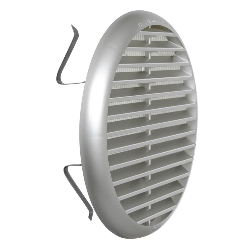 Griglia aereazione foro da 100 a 125 mm universale in abs cromo con molla e rete