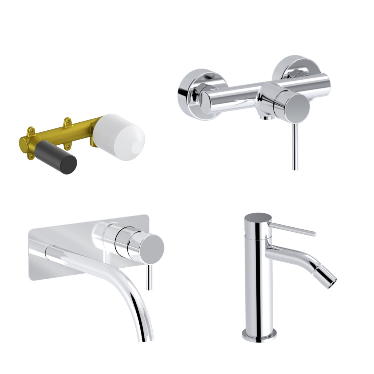 Eurorama - Tocco - Set miscelatori bagno cromo in ottone