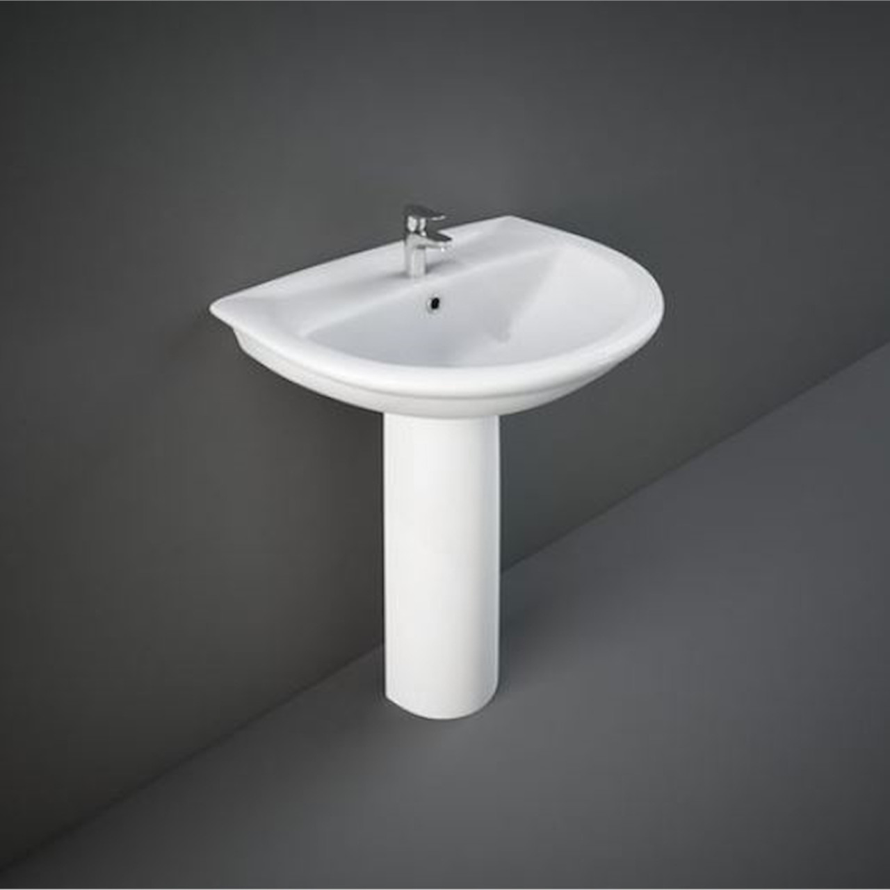 Lavabo rak karla 60 cm con colonna in ceramica bianca