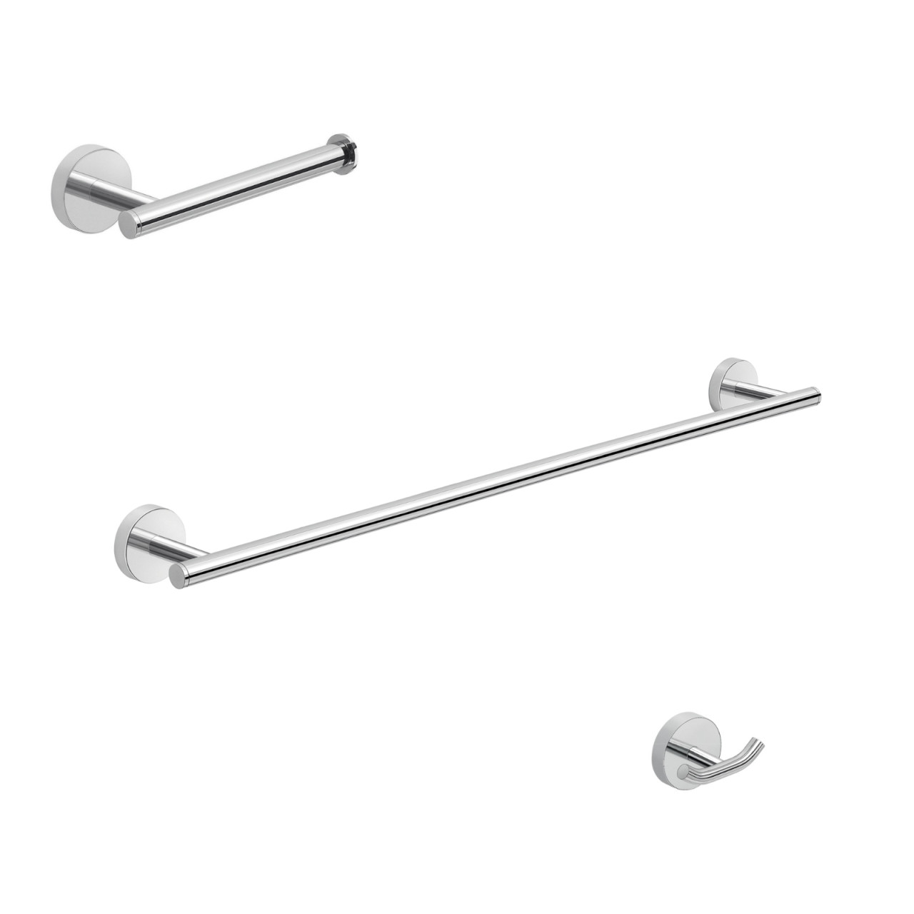 Set 3 pezzi accessori bagno a muro eros in acciaio inox e cromall