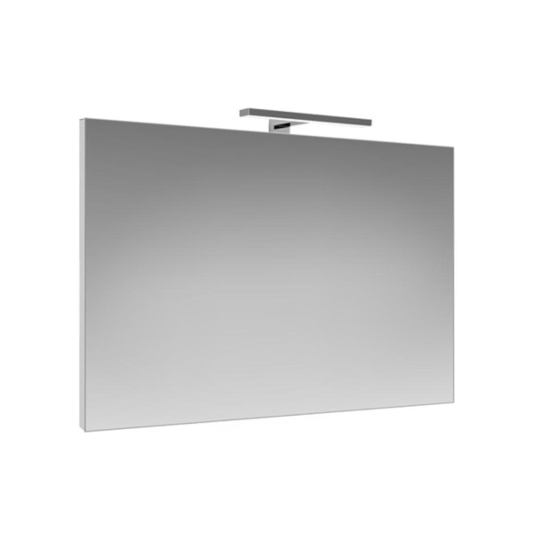 Specchio bagno 60x80 cm con telaio in pvc grigio e lampada led 30 cm a luce naturale Specchio bagno 60x80 cm con telaio in pvc grigio e lampada led 30 cm a luce naturale