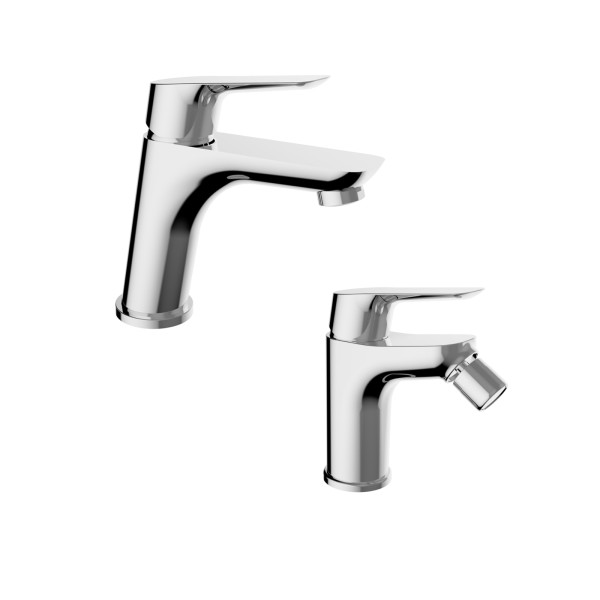 Set miscelatori bagno lavabo e bidet cromo con scarico tradizionale | zen Set miscelatori bagno lavabo e bidet cromo con scarico tradizionale | zen