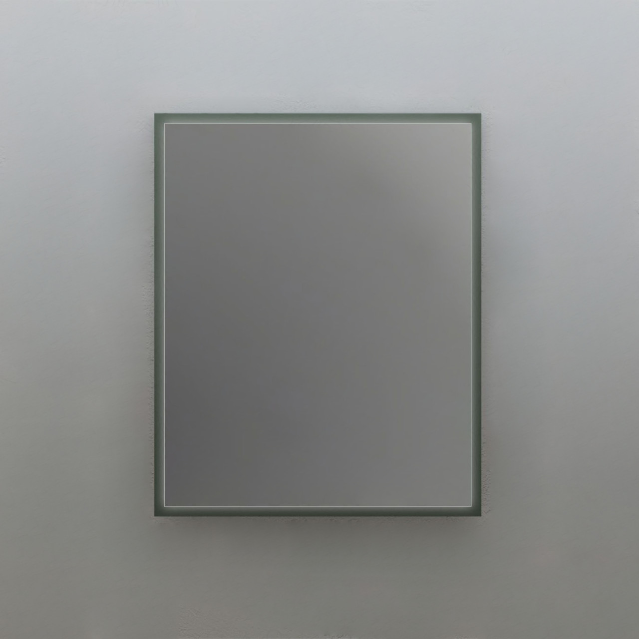 Specchio bagno led da 73 cm verde opaco con sistema antiappannamento