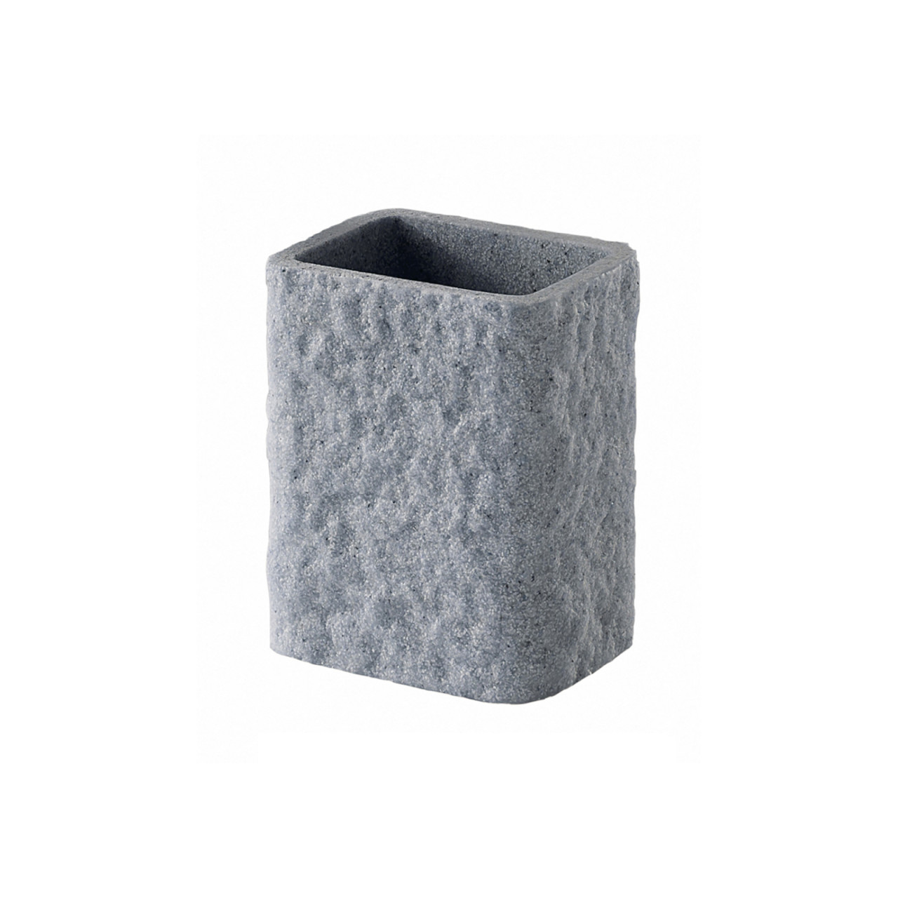 Portaspazzolino grigio effetto pietra in resina e sabbia