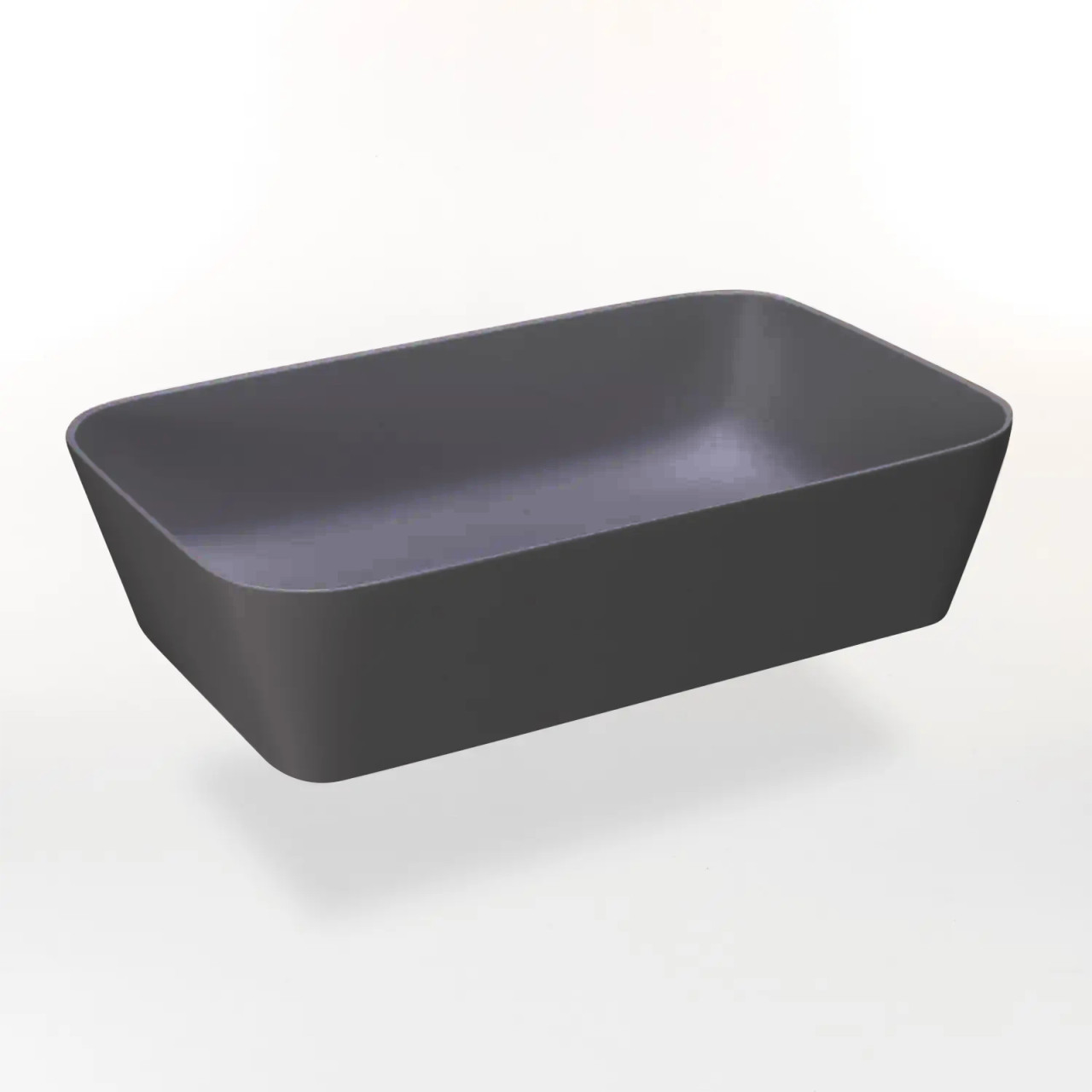 Lavabo da appoggio 56x36 cm antracite opaco in mineral marmo con bordi sottili