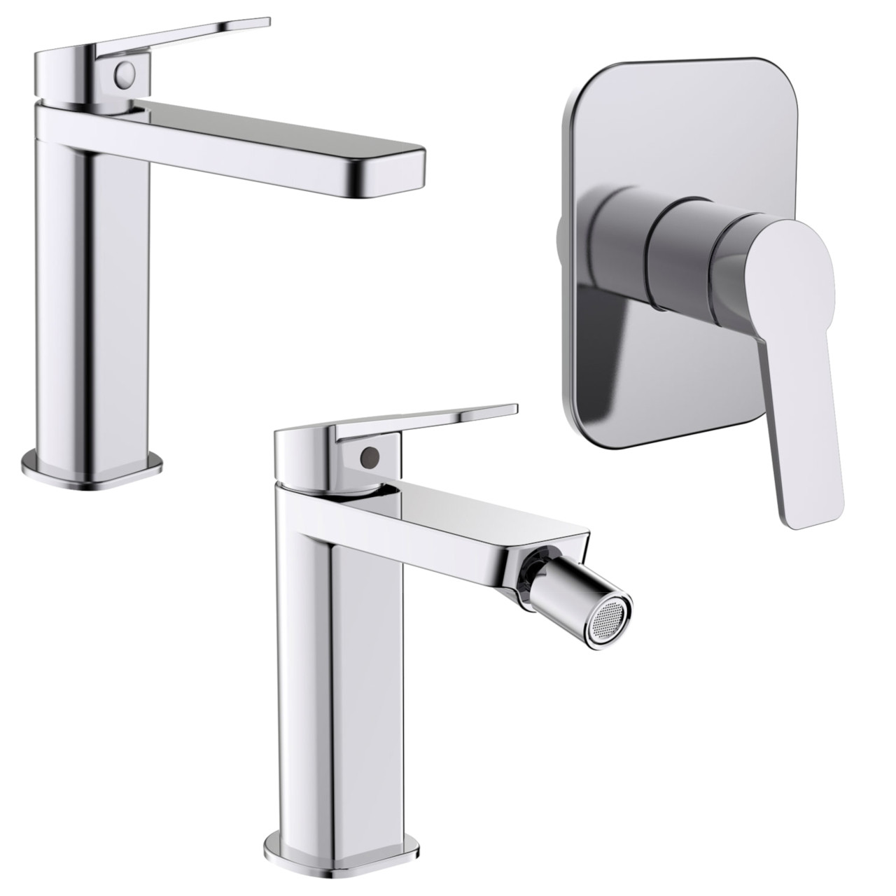 Quaranta - Habibi - Set miscelatori bagno lavabo bidet e incasso doccia - Cromo