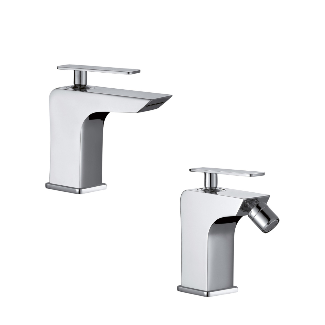 Quaranta - Toce - Set miscelatori lavabo e bidet - Cromo - Ottone