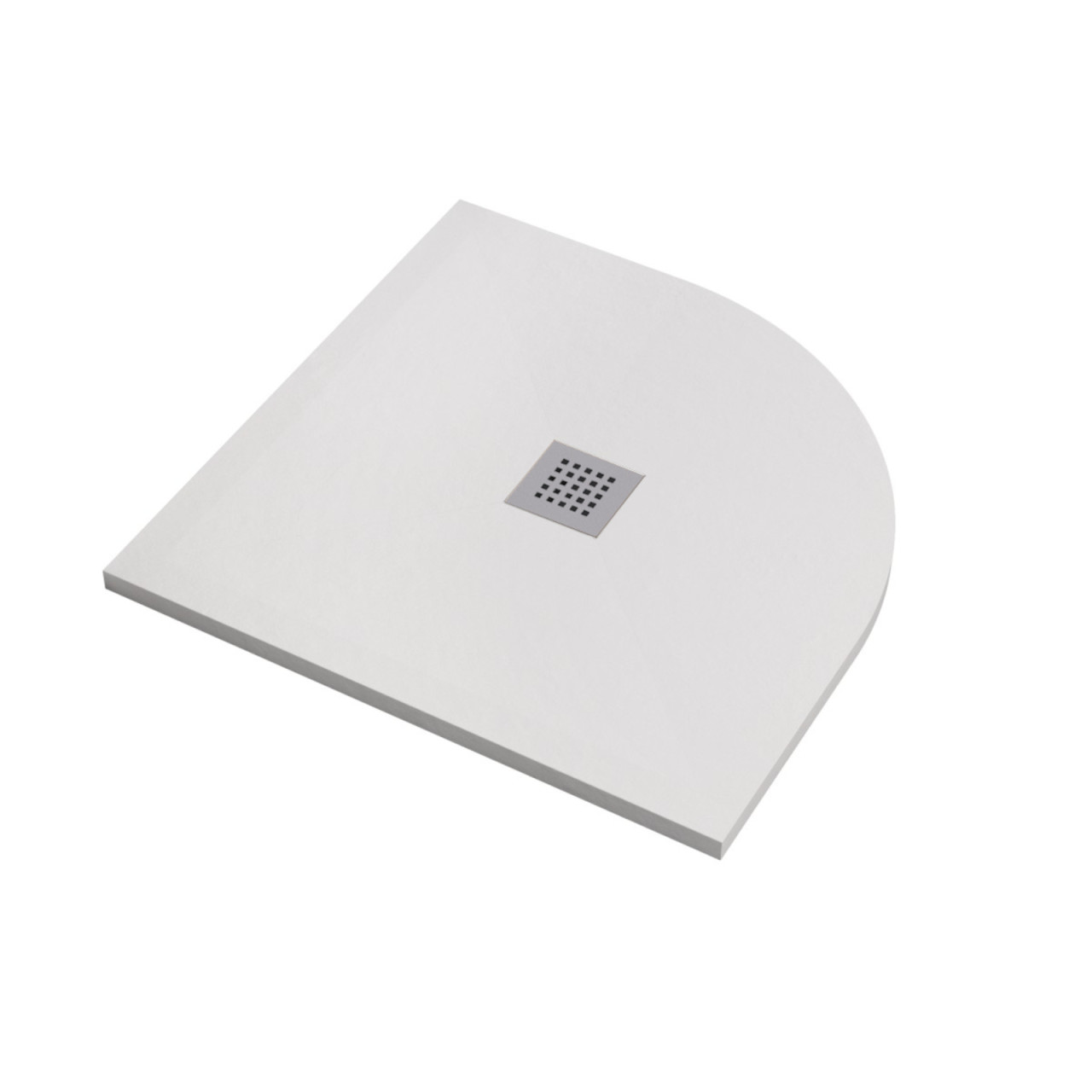 Euroceramica - Piatto doccia semicircolare - Bianco - Mineral marmo - 80x80 cm con griglia e piletta