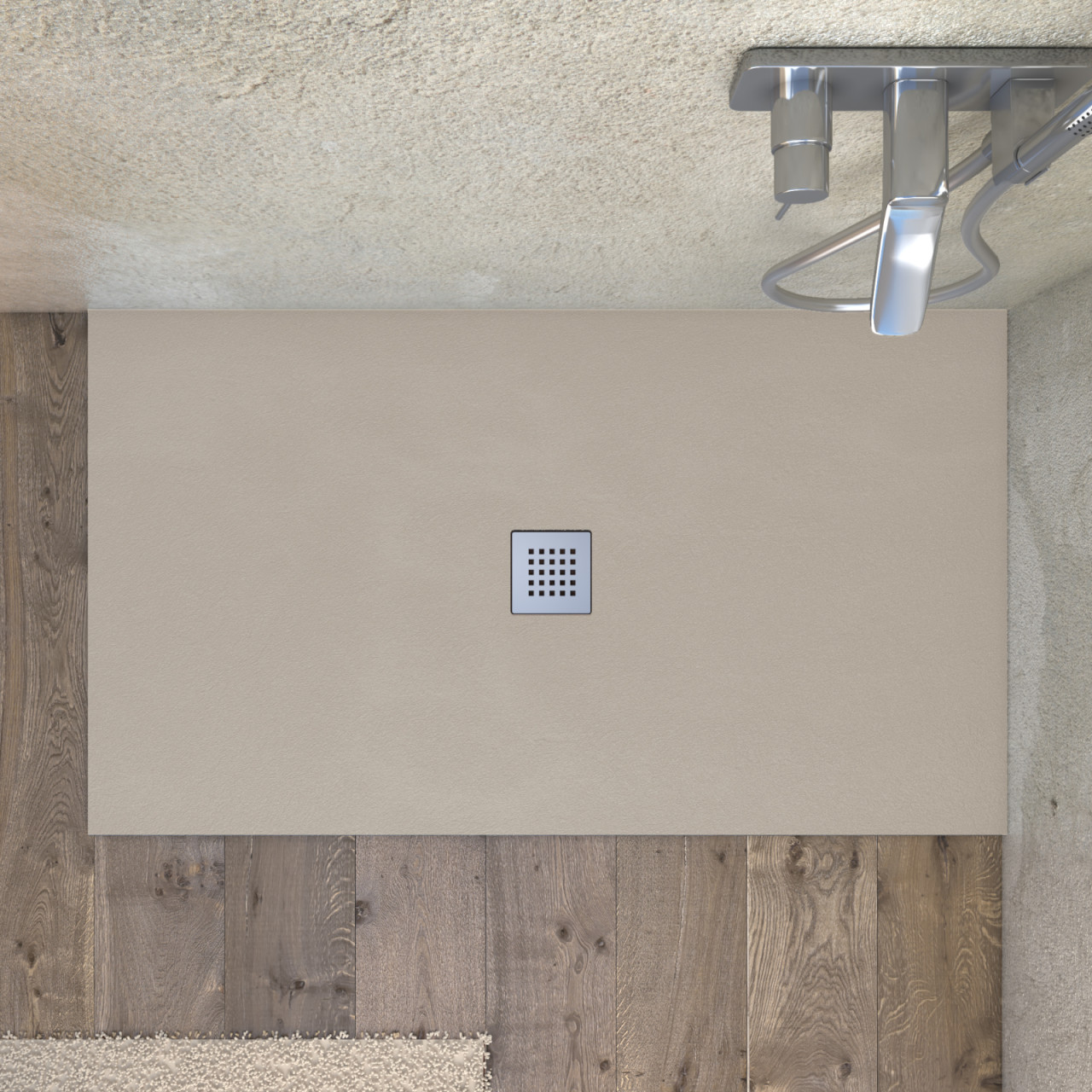Piatto doccia sabbia 80x160 cm in marmo minerale con griglia