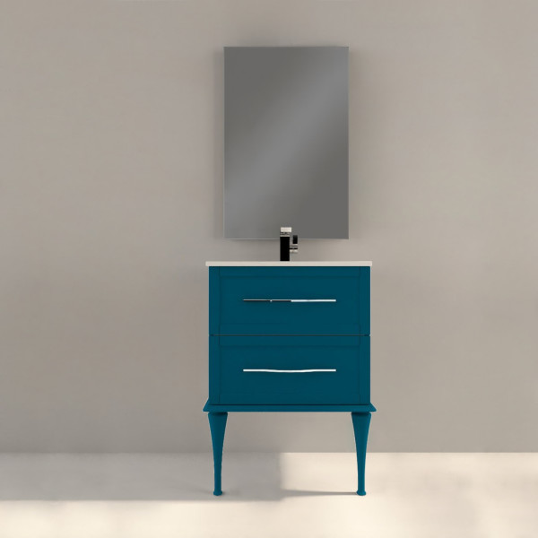 Mobile bagno classico cleo 60 cm doppio cassetto blu petrolio con specchio Mobile bagno classico cleo 60 cm doppio cassetto blu petrolio con specchio