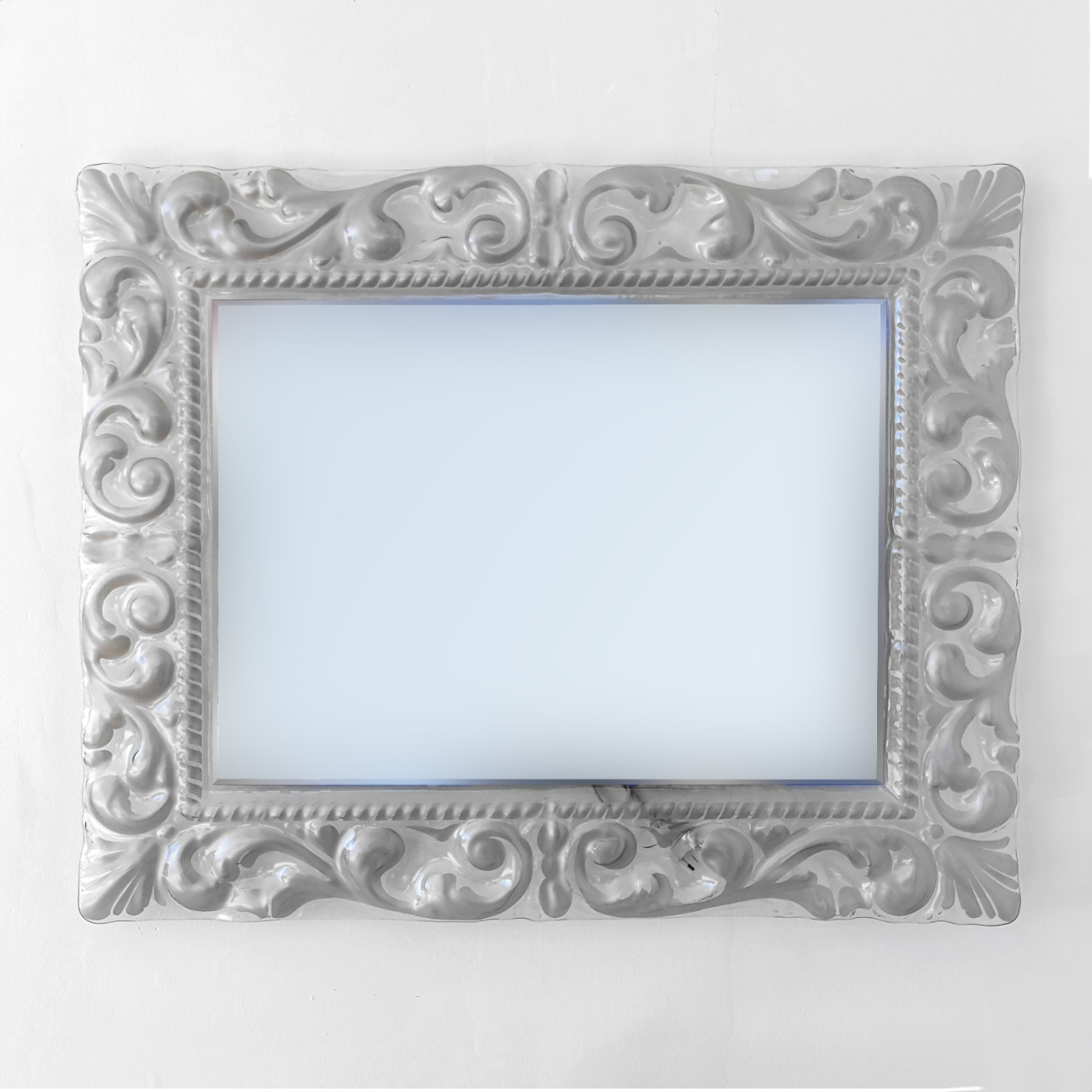 Specchio 70x90 cm con profilo decorato argento