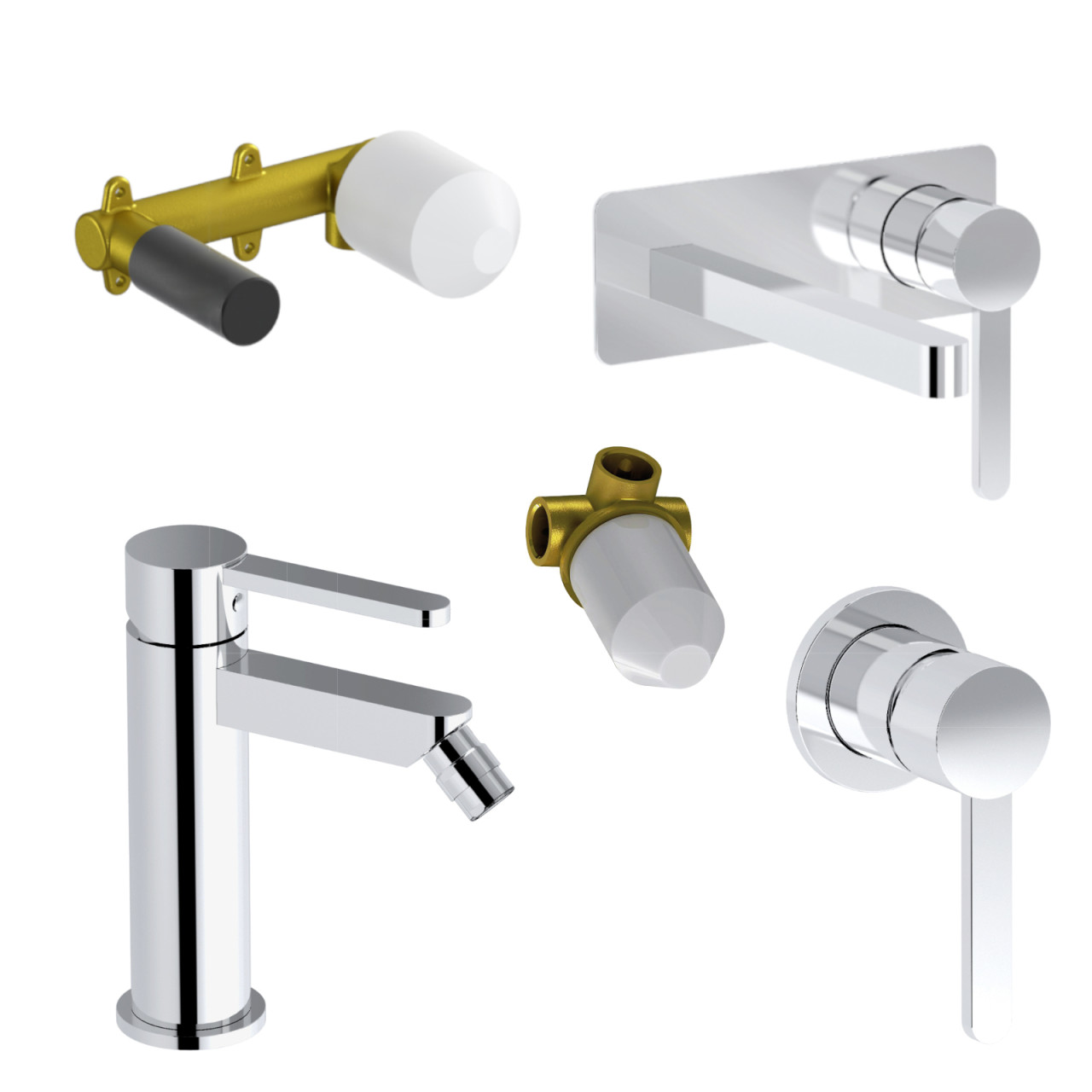 Eurorama - Irina - Set Miscelatori Bagno Cromo - Moderno e Minimalista