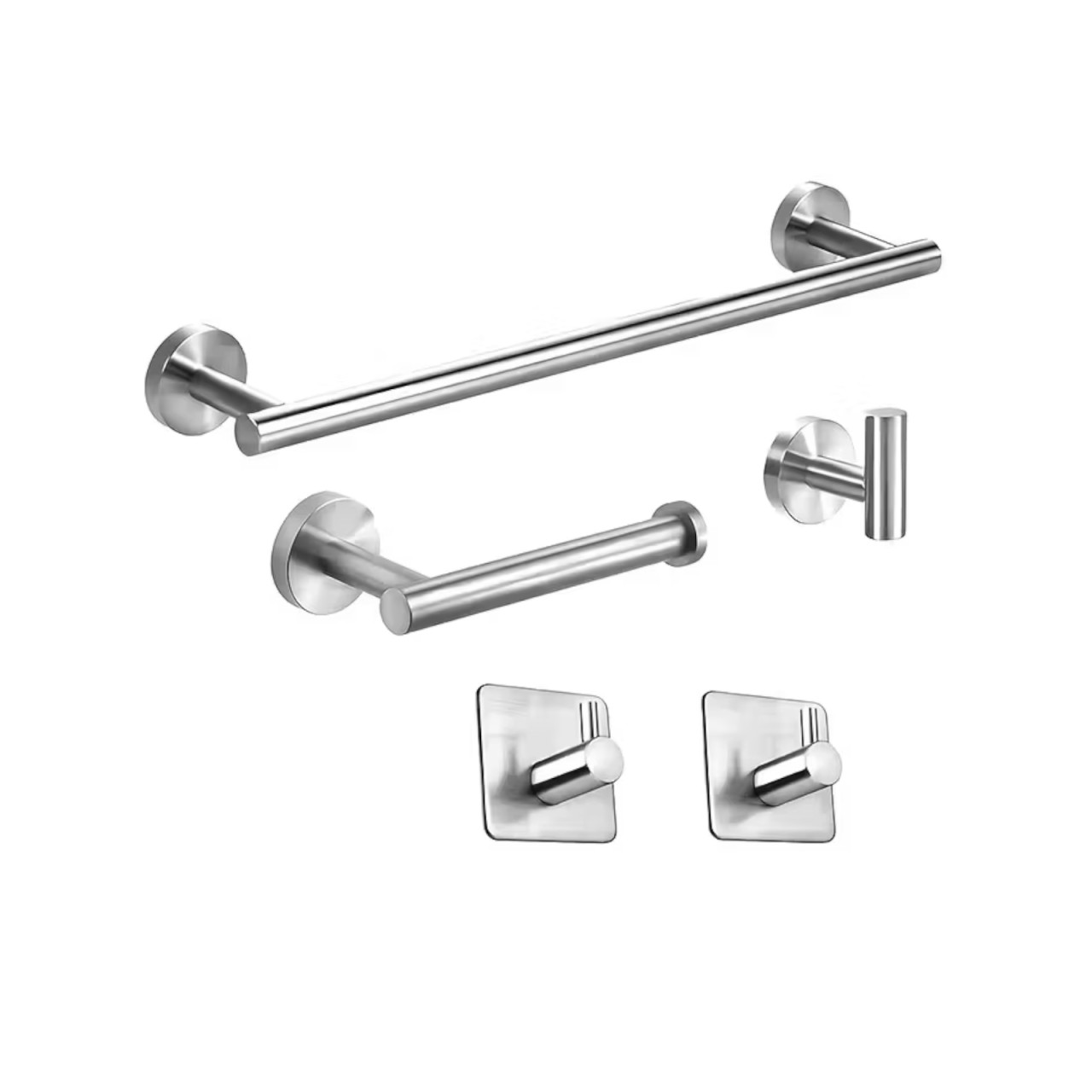 Set accessori bagno a muro 5 pezzi in acciaio inox