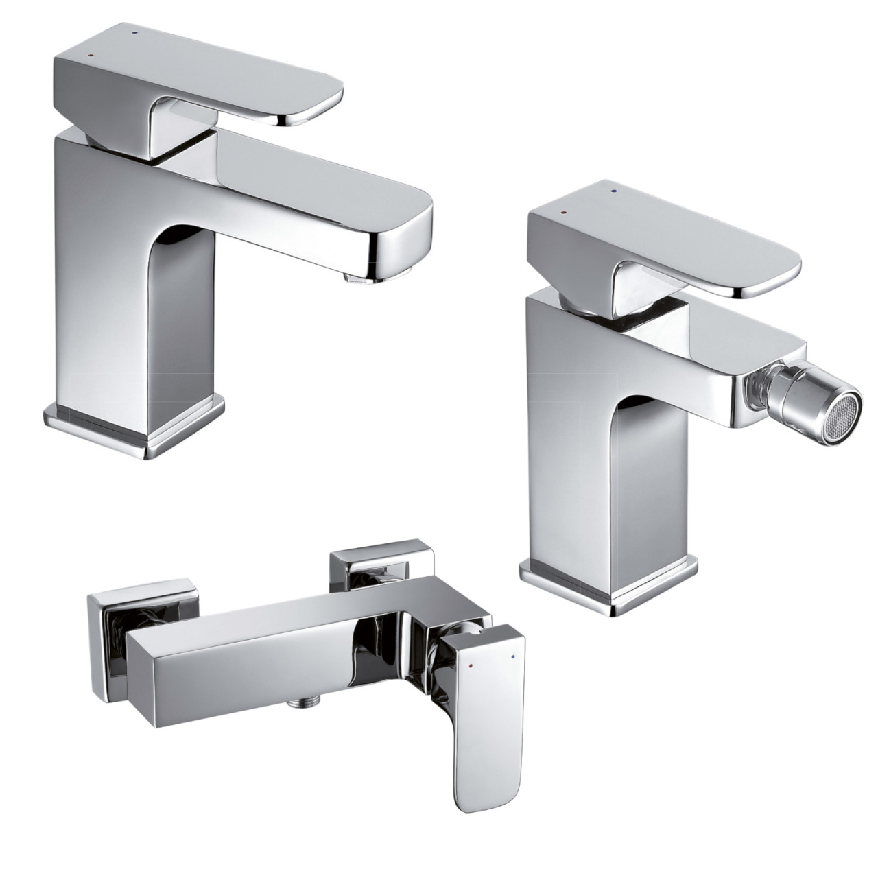 Quaranta - Maite - Set miscelatori bagno lavabo bidet doccia - Cromo - Ottone
