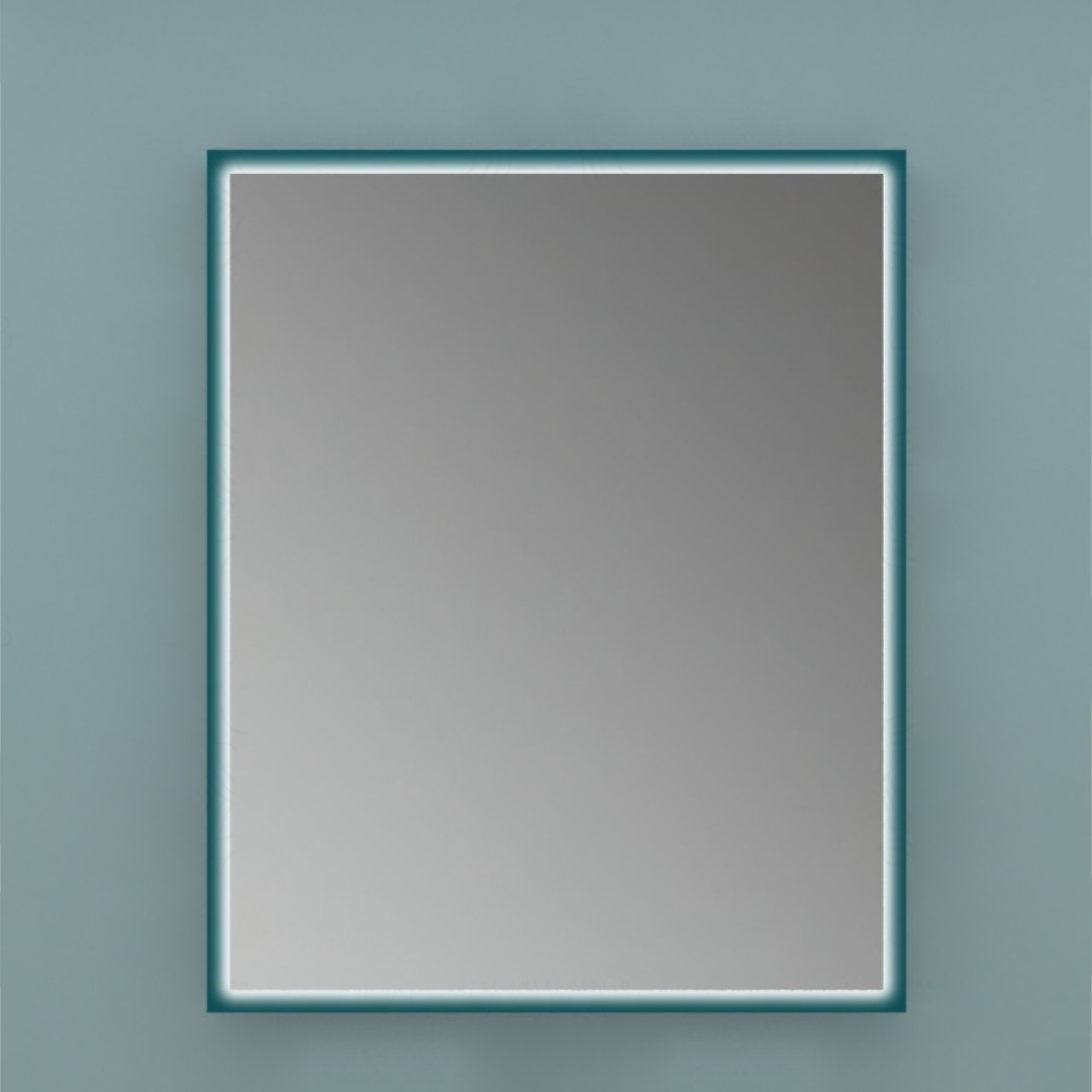 Specchio bagno led da 73 cm blu petrolio con sistema antiappannamento
