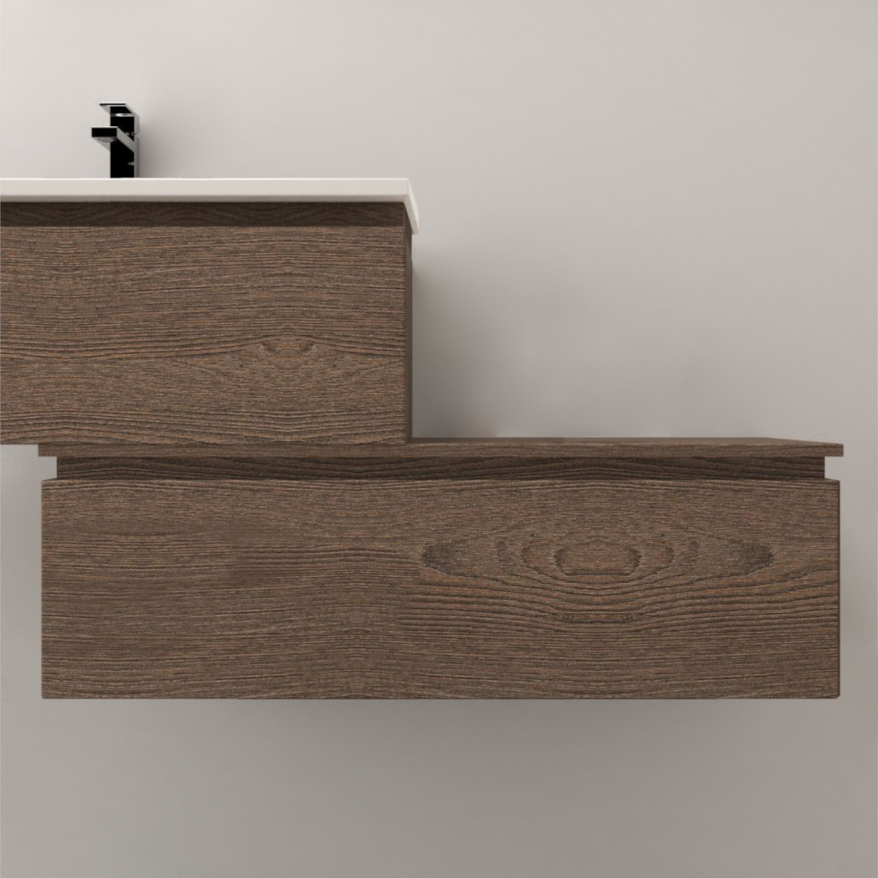 Cassettiera 100 cm rovere scuro con cassetto a chiusura ammortizzata