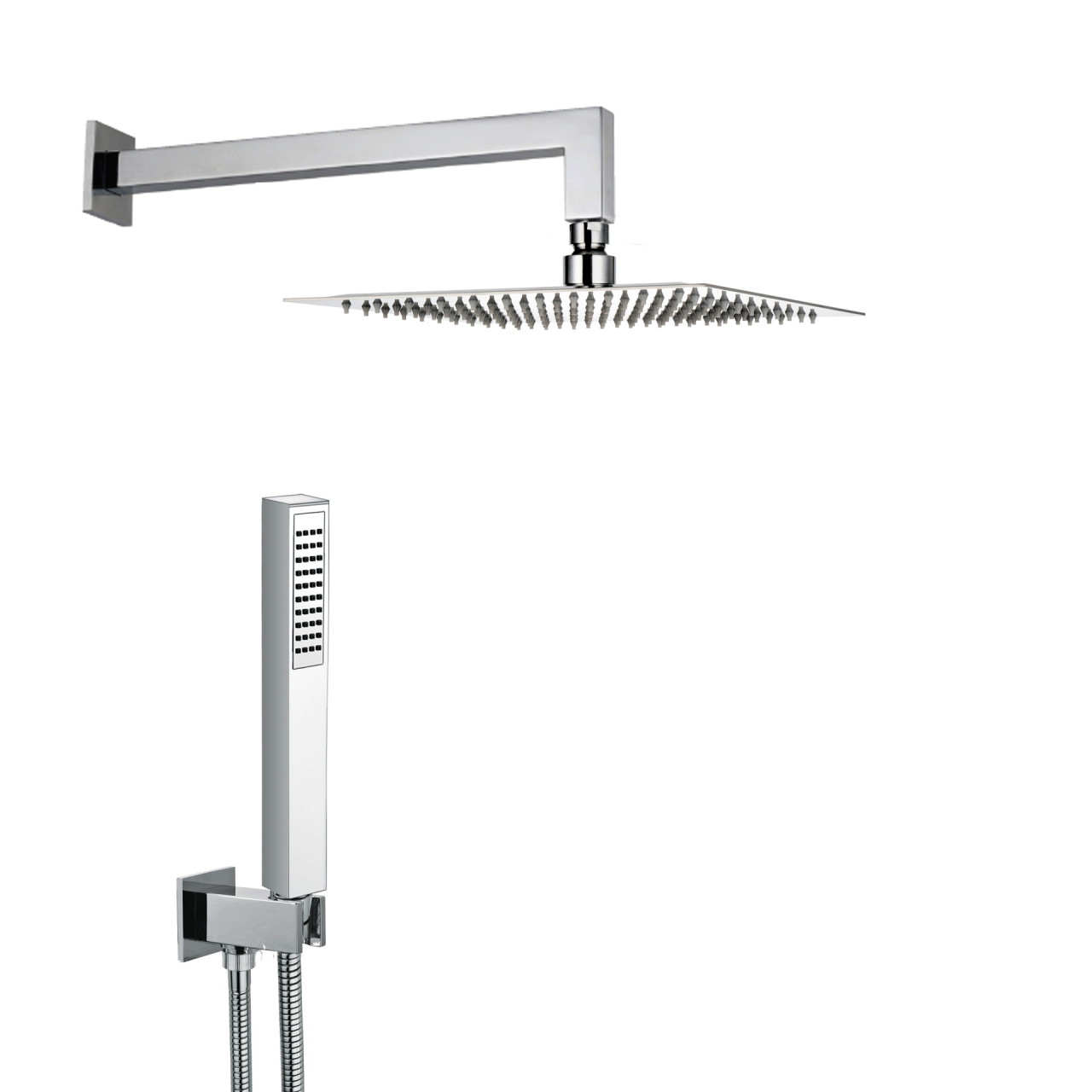 Damast - Rondò Quadro Q30 - Kit doccia in acciaio inox cromato con soffione 30x30 cm